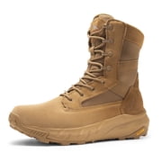 NORTIV 8 Mens Breathable Tactical Military Work Boots Side Zipper Leather Lightweight Hiking Motorcycle Combat Boots 8 Inches Wide Width