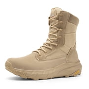 NORTIV 8 Men's Breathable Tactical Military Work Boots Side Zipper Leather Lightweight Hiking Motorcycle Combat Boots 8 Inches
