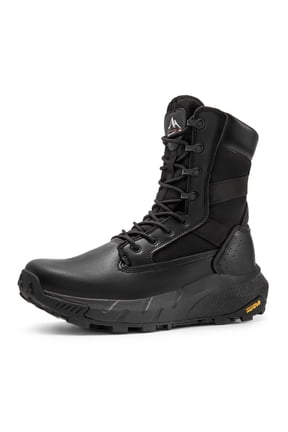 NORTIV 8 Men's Breathable Tactical Military Work Boots Side Zipper Leather Lightweight Hiking Motorcycle Combat Boots 8 Inches