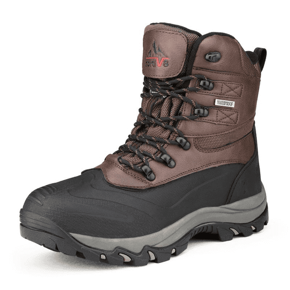 NORTIV 8 Men's Insulated Waterproof Construction Rubber Sole Winter Snow Ski Boots
