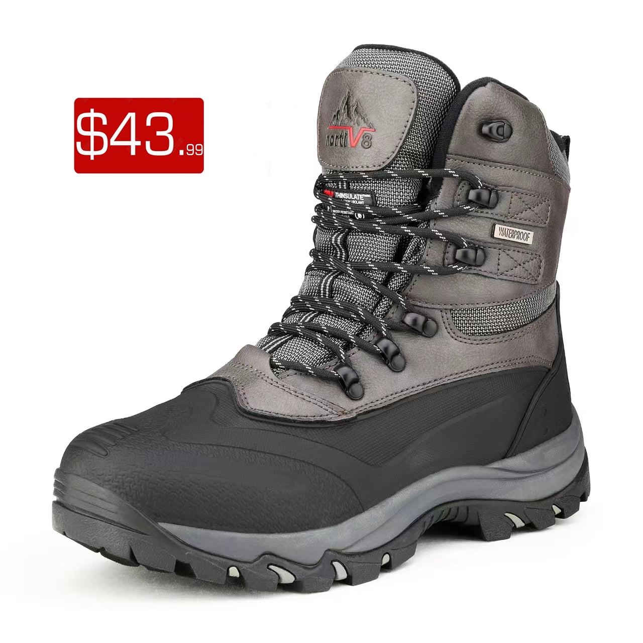 NORTIV 8 Men's Insulated Waterproof Construction Rubber Sole Winter