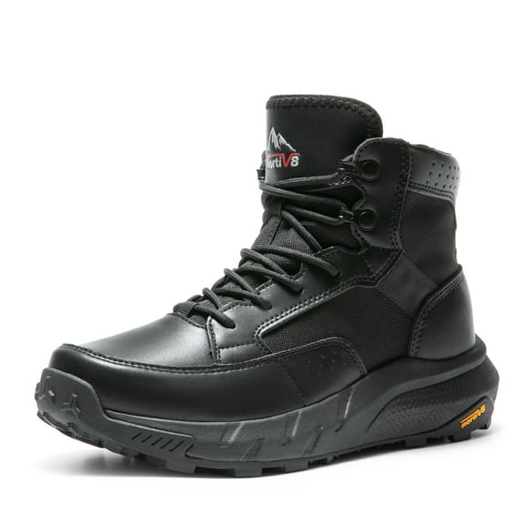 NORTIV 8 Men's Lightweight Casual Work Boots Leather Military Outdoor Hiking Motorcycle Combat Boots Commando
