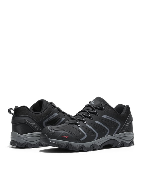 NORTIV 8 Men's Low Top Waterproof Hiking Shoes Trekking Trails Outdoor Work Shoes Black/Dark/Grey Size 9