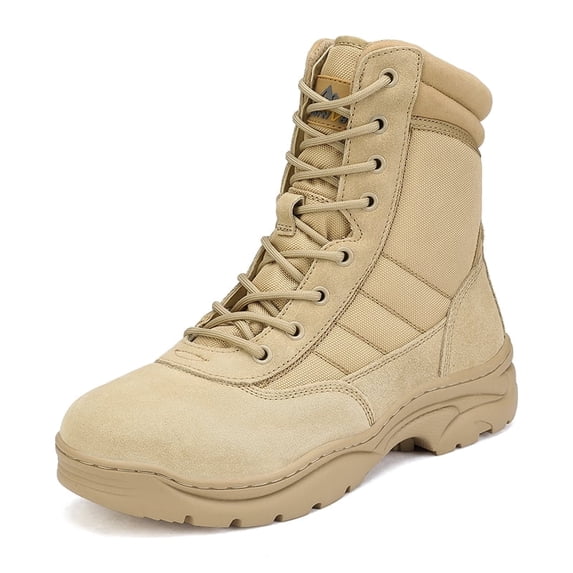 NORTIV 8 Men's Military Tactical Work Boots Side Zipper Leather Motorcycle Combat Boots (6-8 Inches)