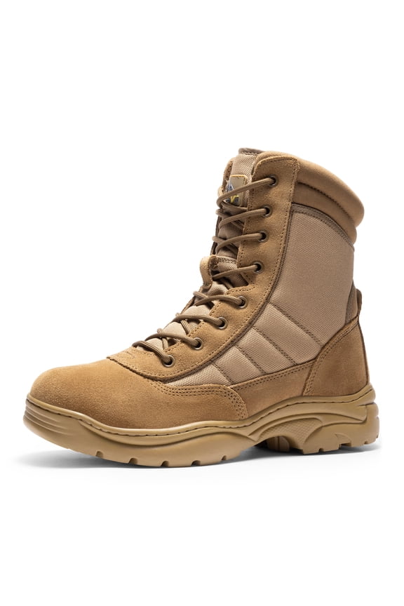 NORTIV 8 Men's Military Tactical Work Boots Side Zipper Leather Motorcycle Combat Boots Trooper(6-8 Inches)