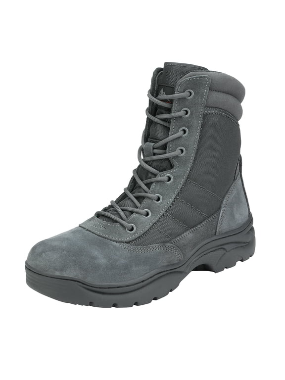 NORTIV 8 Men's Military Tactical Work Boots Side Zipper Leather Motorcycle Combat Boots Trooper(6-8 Inches)
