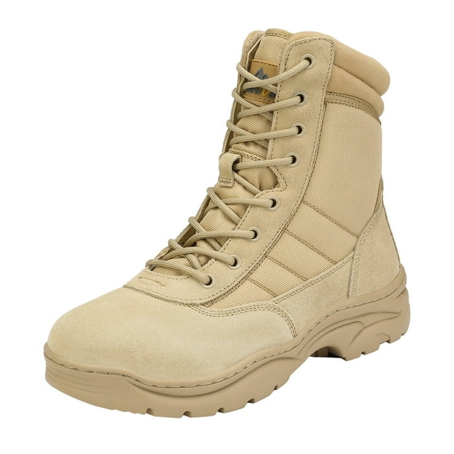 NORTIV 8 Men's Military Tactical Work Boots Side Zipper Leather Motorcycle Combat Boots Trooper(6-8 Inches)
