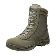 NORTIV 8 Mens Military Tactical Work Boots Side Zipper Leather Motorcycle Combat Boots Trooper6-8 Inches