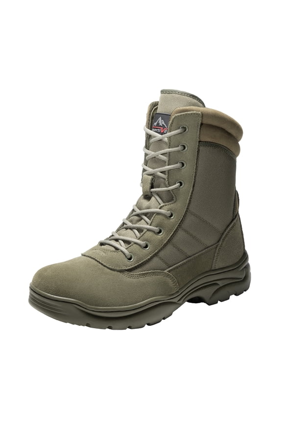 NORTIV 8 Men's Military Tactical Work Boots Side Zipper Leather Motorcycle Combat Boots Trooper(6-8 Inches)
