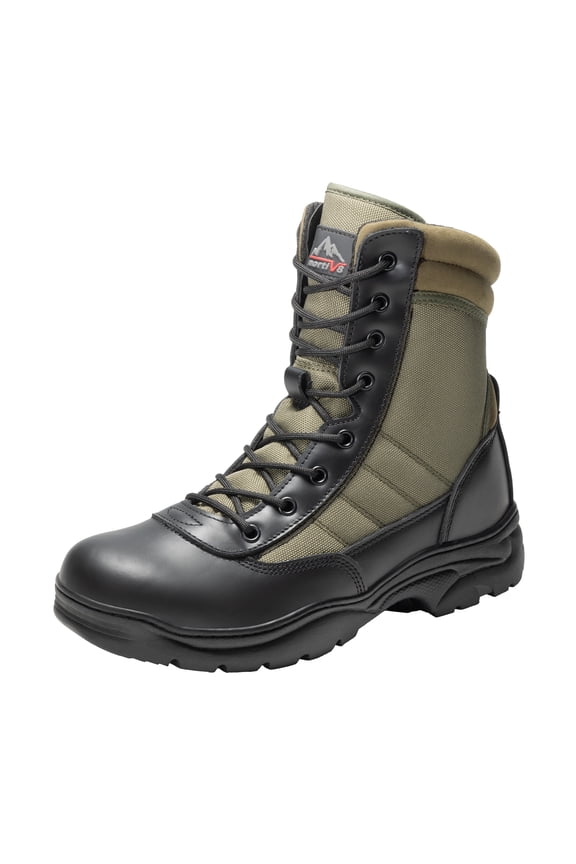 NORTIV 8 Men's Military Tactical Work Boots Side Zipper Leather Motorcycle Combat Boots Trooper(6-8 Inches)