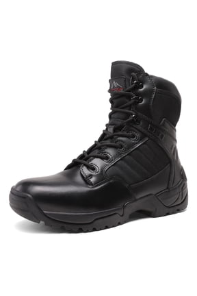 NORTIV 8 Men's Military Tactical Work Boots Side Zipper Leather Motorcycle Combat Boots