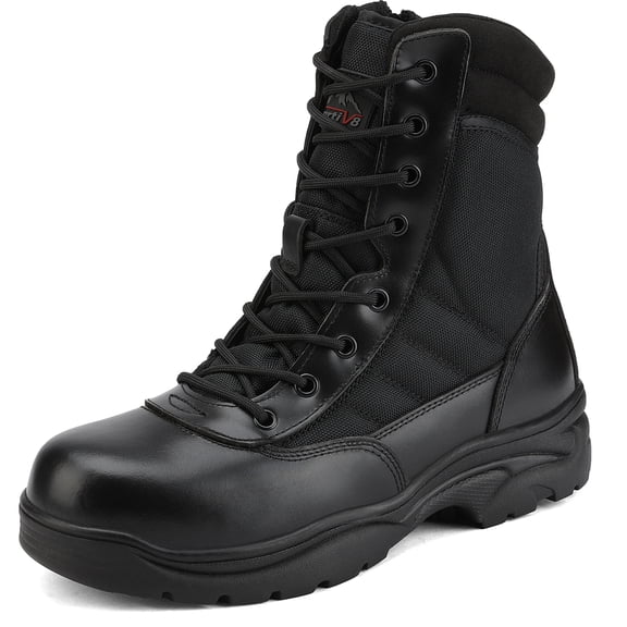 NORTIV 8 Men's Safety Work Steel-Toe Boots Anti-Slip Military Tactical Boots TROOPER-STEEL BLACK Size 14