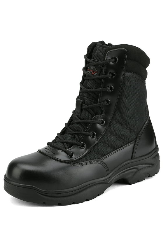 NORTIV 8 Men's Safety Work Steel-Toe Boots Anti-Slip Military Tactical Boots TROOPER-STEEL BLACK Size 14
