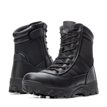 NORTIV 8 Men's Tactical Military Work Boots Side Zipper Outdoor Motorcycle Combat Boots 8 Inches 2.0