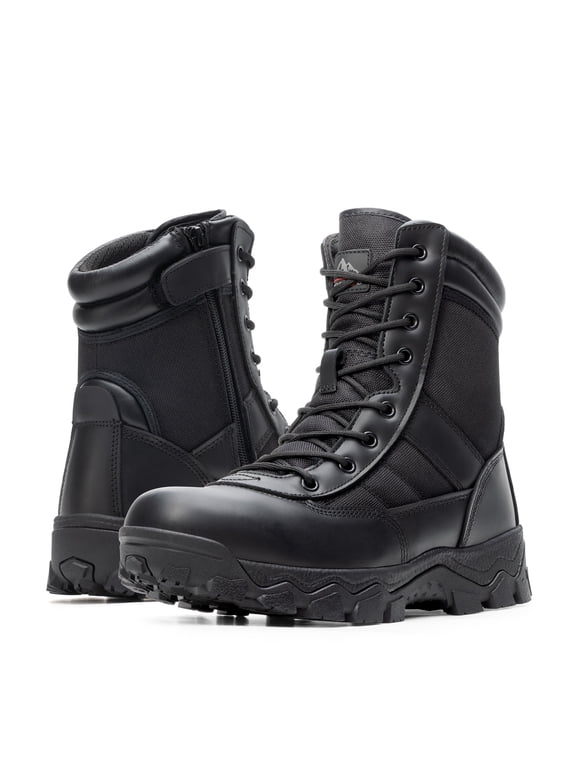 NORTIV 8 Men's Tactical Military Work Boots Side Zipper Outdoor Motorcycle Combat Boots 8 Inches 2.0