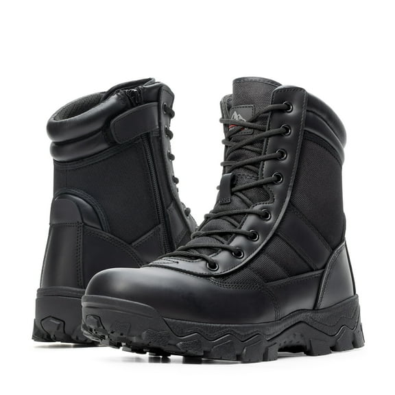 NORTIV 8 Men's Tactical Military Work Boots Side Zipper Outdoor Motorcycle Combat Boots 8 Inches 2.0