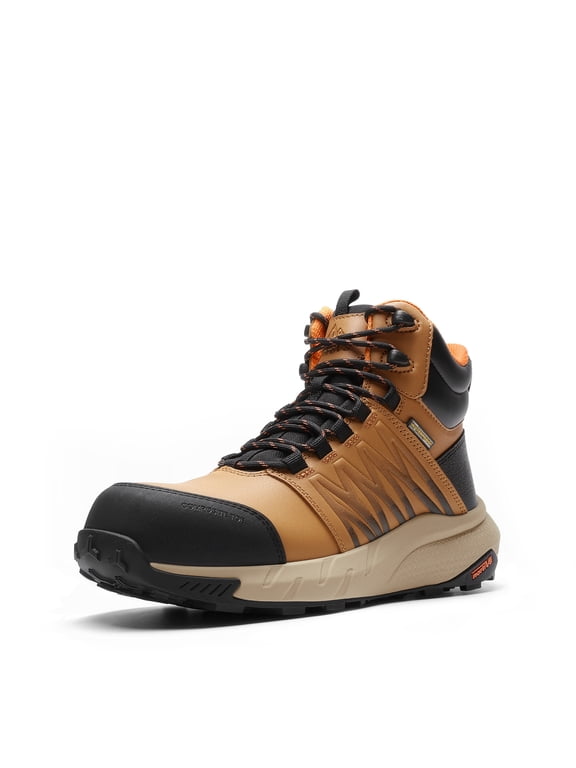NORTIV 8 Men’s Waterproof Composite Toe Work Boots, ASTM F2413-24, Leather Slip-Resistant Safety Boots with Arch Support