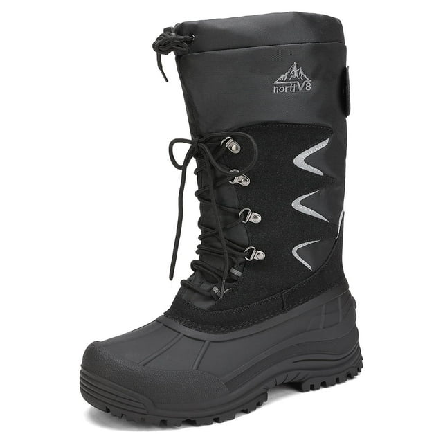 NORTIV 8 Men's Waterproof Hiking Winter Snow Boots Insulated Fur Liner