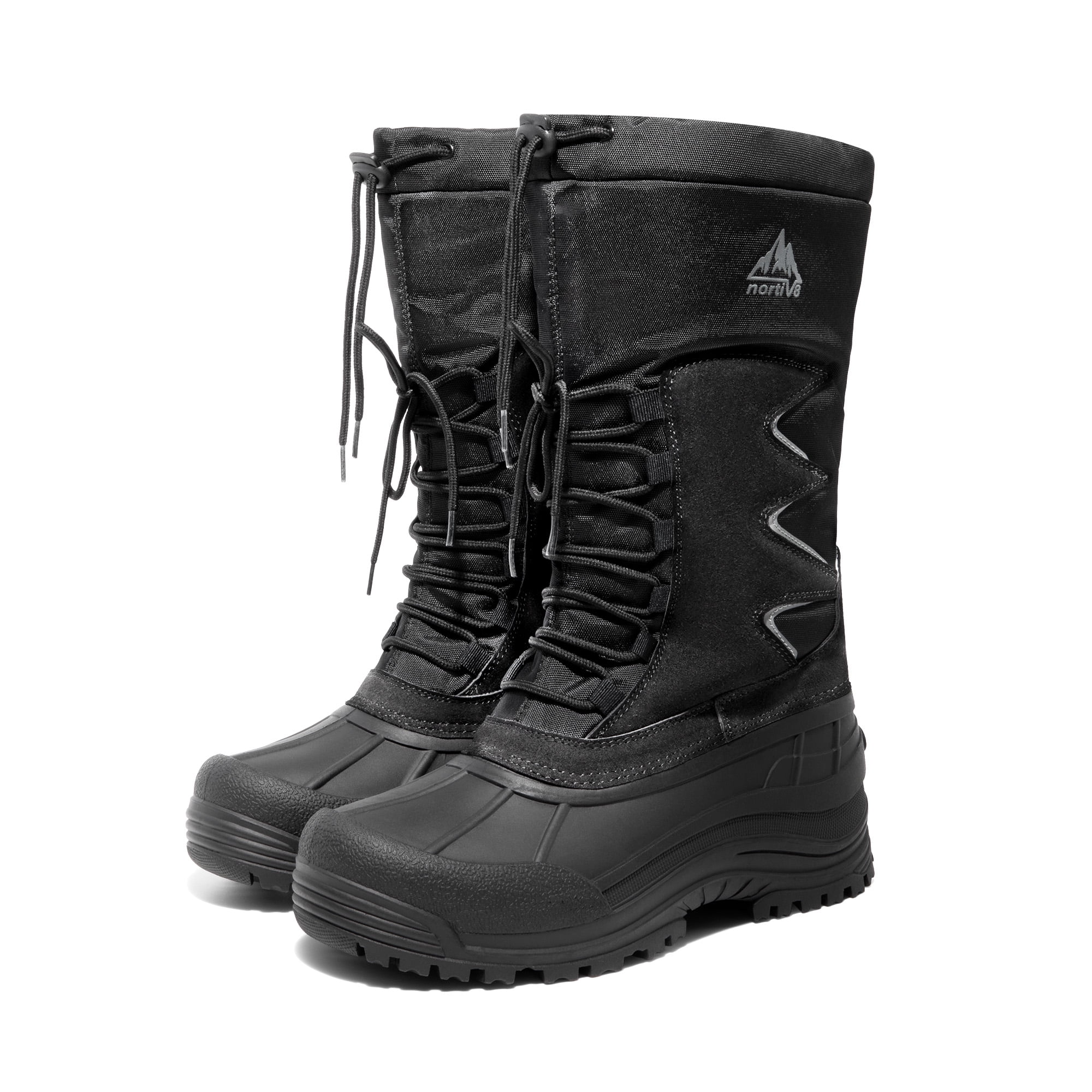 NORTIV8 Men's Waterproof Hiking Winter Snow Boots Insulated Fur Liner Lightweight Outdoor Tall Boots