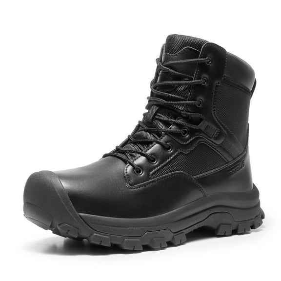 NORTIV 8 Men's Waterproof Work Military Tactical Boots Rubber Toe Leather Outdoor Hiking Motorcycle Combat Boots