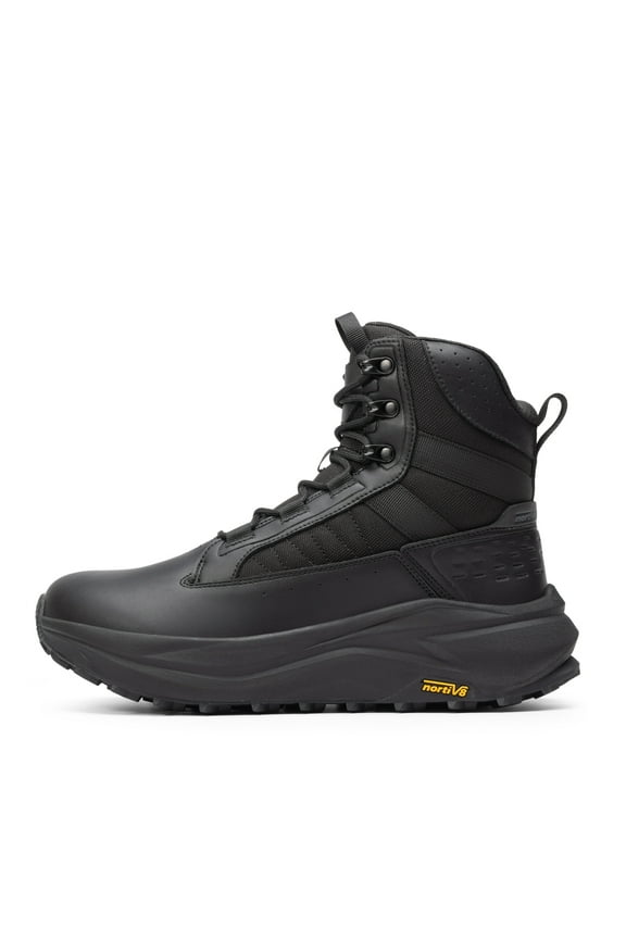 NORTIV 8 Men's Wide Toe Box Work Military Tactical Boots Barefoot Low Drop Leather Side Zipper Motorcycle Combat Boots for Plantar Fasciitis Bunion Pikes Wide Width