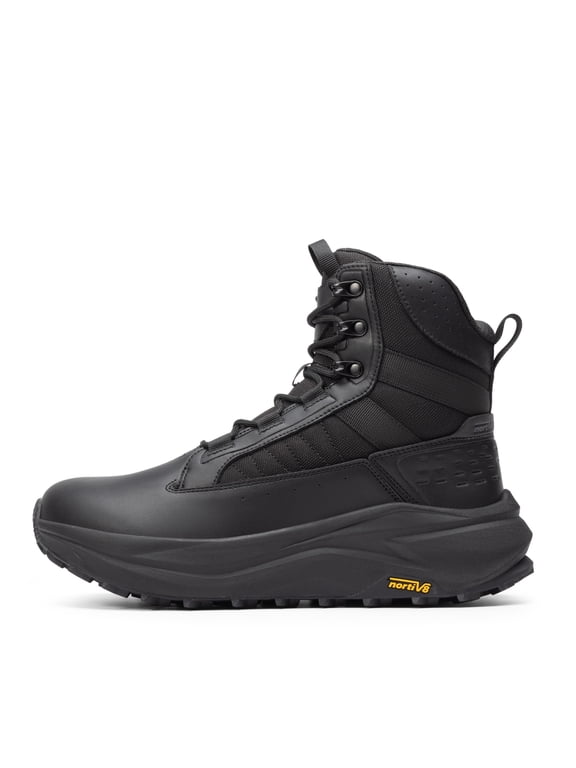 NORTIV 8 Men's Wide Toe Box Work Military Tactical Boots Barefoot Low Drop Leather Side Zipper Motorcycle Combat Boots for Plantar Fasciitis Bunion Pikes Wide Width