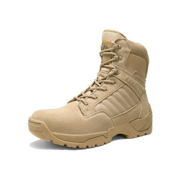 NORTIV 8 Men's Military Tactical Work Boots Side Zipper Leather Motorcycle Combat Boots