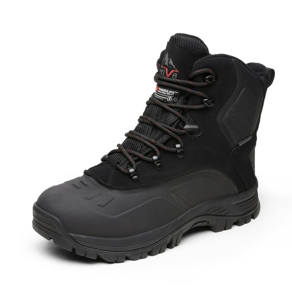 NORTIV 8 Mens Snow Boots Insulated Waterproof Outdoor Hiking Winter Ankle Boots BLACK Size 8.5