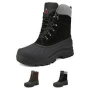 NORTIV8 NORTIV 8 Mens Winter Insulated Waterproof Snow boots Rugged Winter Outdoor Hiking Boots Men's Work Boots TERREX-1M BLACK Size 11