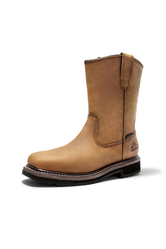 NORTIV 8 Steel Toe Boots for Men Pull-on Wellington Work Boots Bronco Stormrider Waterproof