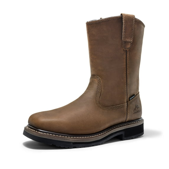 NORTIV 8 Steel Toe Boots for Men Pull-on Wellington Work Boots Bronco Stormrider Waterproof