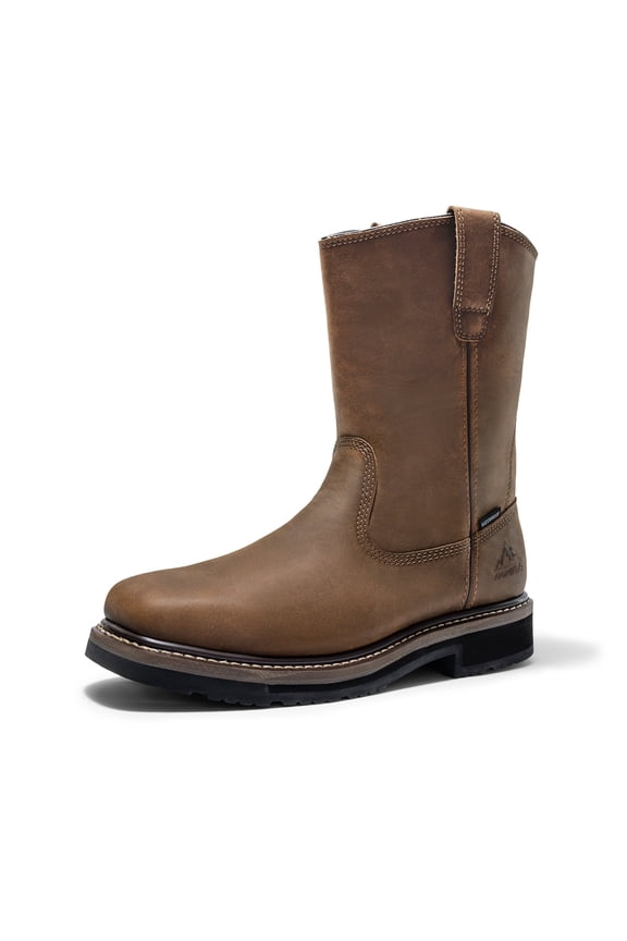 NORTIV 8 Steel Toe Boots for Men Pull-on Wellington Work Boots Bronco Stormrider Waterproof