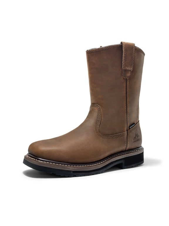 NORTIV 8 Steel Toe Boots for Men Pull-on Wellington Work Boots Bronco Stormrider Waterproof