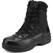 NORTIV 8 Steel Toe Boots for Men Safety Industrial & Construction Military Work Boots Slip Resistant ASTM F 10.5 Black-t