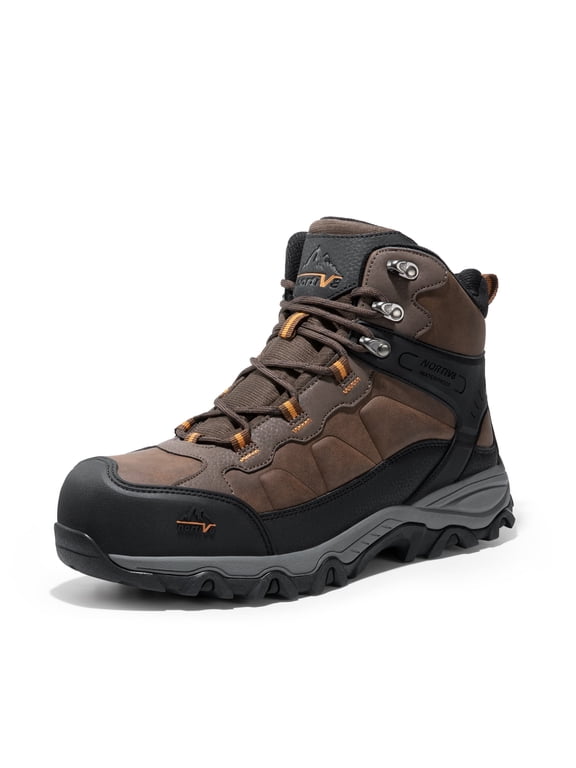 NORTIV 8 Waterproof Steel Toe Boots for Men Slip Resistant Safety Industrial Boots Wide Width