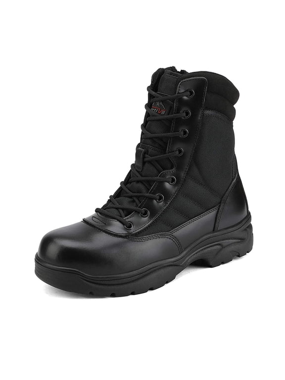 NORTIV 8 Wide Width Steel Toe Boots for Men Safety Industrial & Construction Military Work Boots Slip Resistant