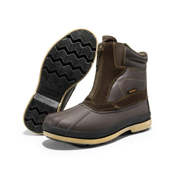 NORTIV8 Mens Winter Warm Insulated Waterproof Snow Boots Hiking Winter Outdoor Snow Boots BROWN/BLACK Size 11