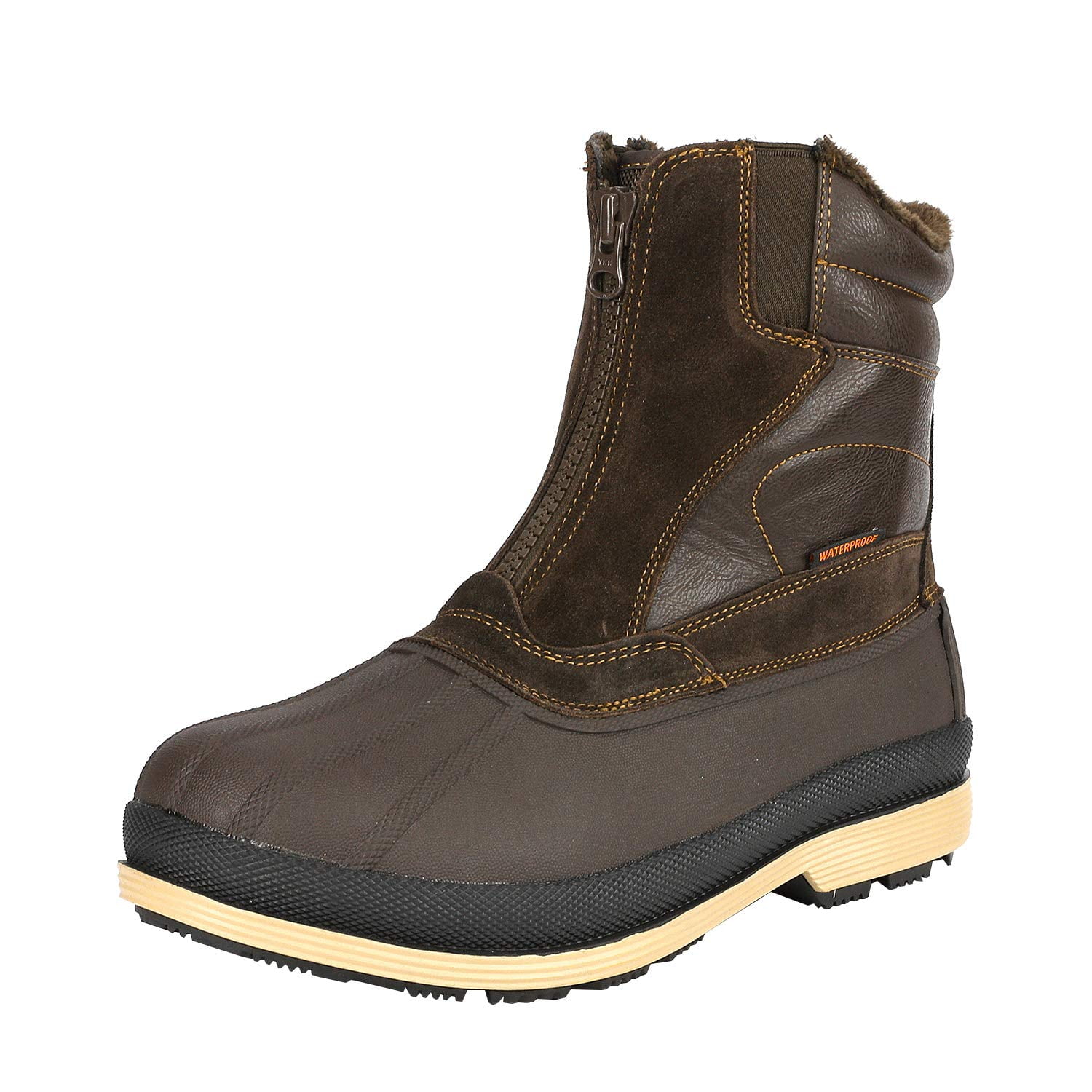 Nortiv 8 Brandclub NORTIV8 Mens Winter Warm Insulated Waterproof Snow Boots Hiking Winter Outdoor Snow Boots BROWN BLACK Size 8