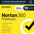 thumbnail image 1 of Norton 360 Premium, Antivirus, 10 Devices, 1 Year Subscription, PC/Mac/iOS/Android (Digital Download), 1 of 8