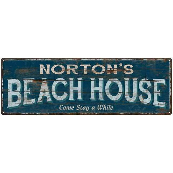NORTON'S Beach House Blue Rustic Cabin Home Decor 8x24 Metal 108240026485