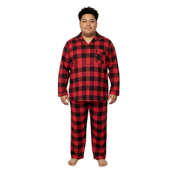 NORTY Big Men's Flannel Cotton Blend Sleepwear Pajama Sets Warm Soft Loungewear