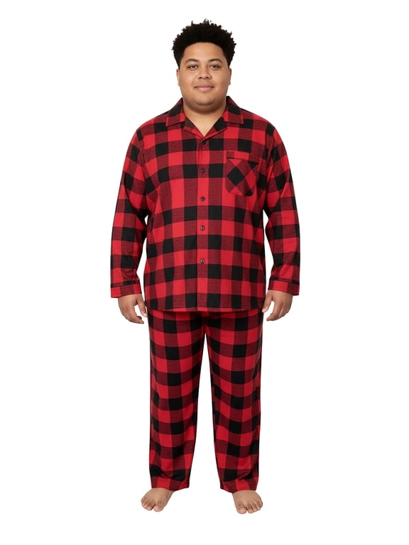 NORTY Big Men's Flannel Cotton Blend Sleepwear Pajama Sets Warm Soft Loungewear