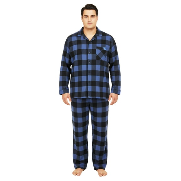 NORTY Big Men's Flannel Cotton Blend Sleepwear Pajama Sets Warm Soft Loungewear