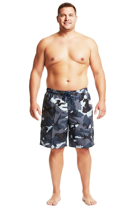 NORTY Big & Tall Men's Quick Dry Swim Trunks Board with Lining & Secure Cargo Pockets