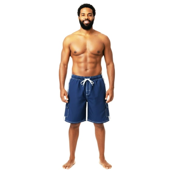 NORTY Big & Tall Men's Quick Dry Swim Trunks Board with Lining & Secure Cargo Pockets