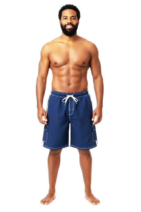 NORTY Big & Tall Men's Quick Dry Swim Trunks Board with Lining & Secure Cargo Pockets