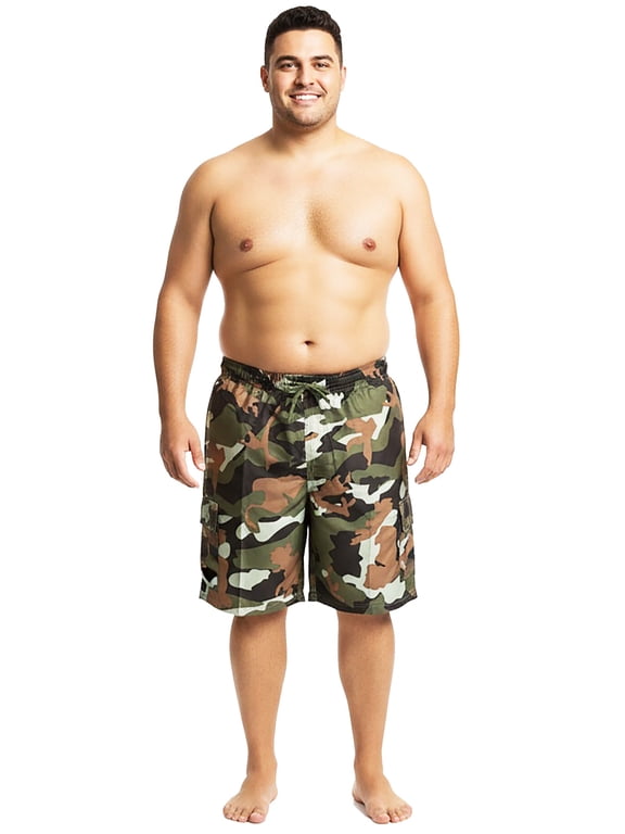 NORTY Big & Tall Men's Quick Dry Swim Trunks Board with Lining & Secure Cargo Pockets