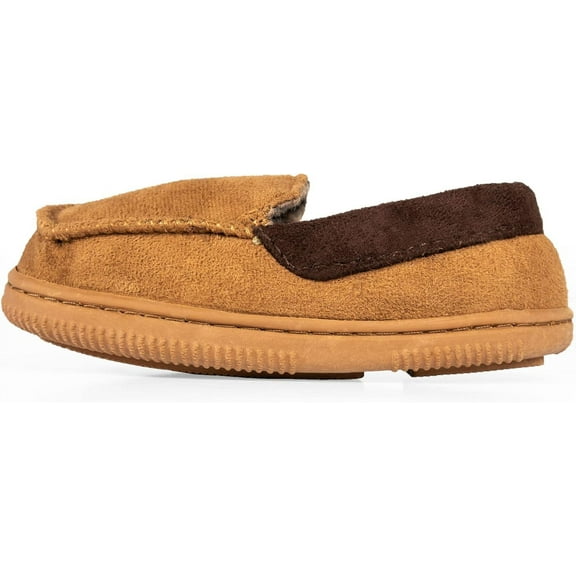 NORTY Boys Girls Moccasin Slippers for Kids Slip-On House Shoes Flat Heel Medium Moc Toe Runs 2 Sizes Small