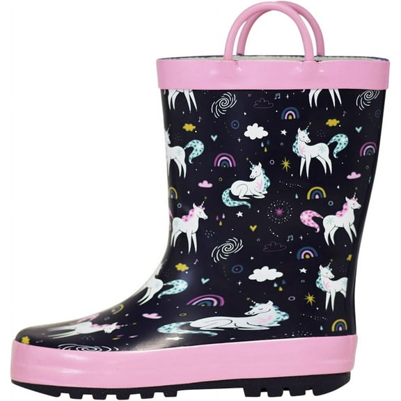 NORTY Boys Girls Toddler Little Big Kids Lug Sole Mid-Calf Waterproof Rubber Rain Boot