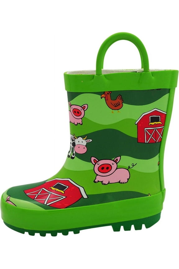 NORTY Boys Girls Toddler and Kids' Waterproof Rain Boots Easy-On Handles Slip Resistant